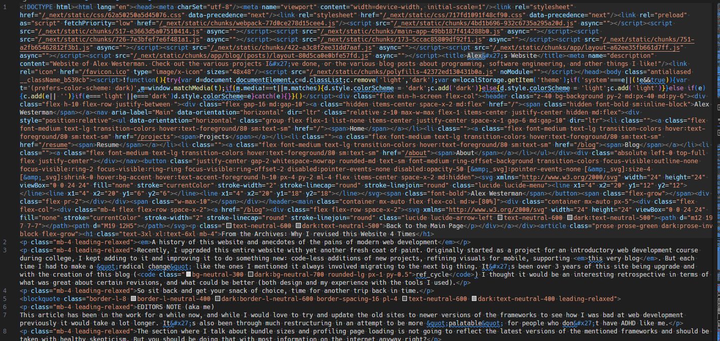 Look at all of that minified HTML